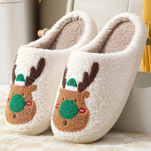 Christmas Shoes Winter Home Slippers Elk Soft Cozy Bedroom Slipper Slip On House Shoes - Image 8