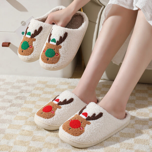 Christmas Shoes Winter Home Slippers Elk Soft Cozy Bedroom Slipper Slip On House Shoes - Image 4