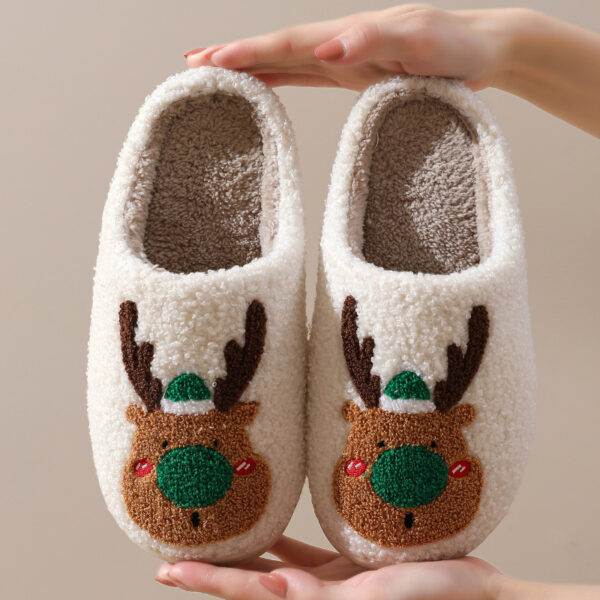 Christmas Shoes Winter Home Slippers Elk Soft Cozy Bedroom Slipper Slip On House Shoes - Image 9