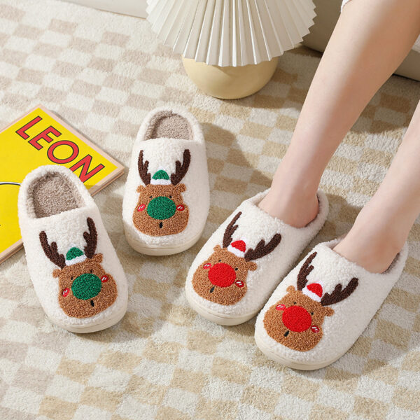 Christmas Shoes Winter Home Slippers Elk Soft Cozy Bedroom Slipper Slip On House Shoes - Image 6