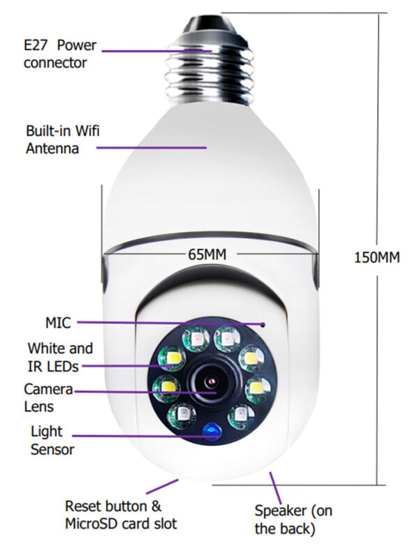 WiFi CAMERA 1080P Bulb 4X Zoom Camera E27 Home 5GWiFi Alarm Monitor - Image 9