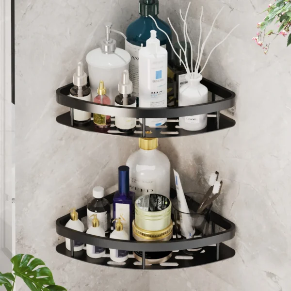 Bathroom Shelf Aluminum Alloy Shampoo Storage Rack Without Drilling Wall Mounted Shower Corner Shelves Bathroom Accessories - Image 2